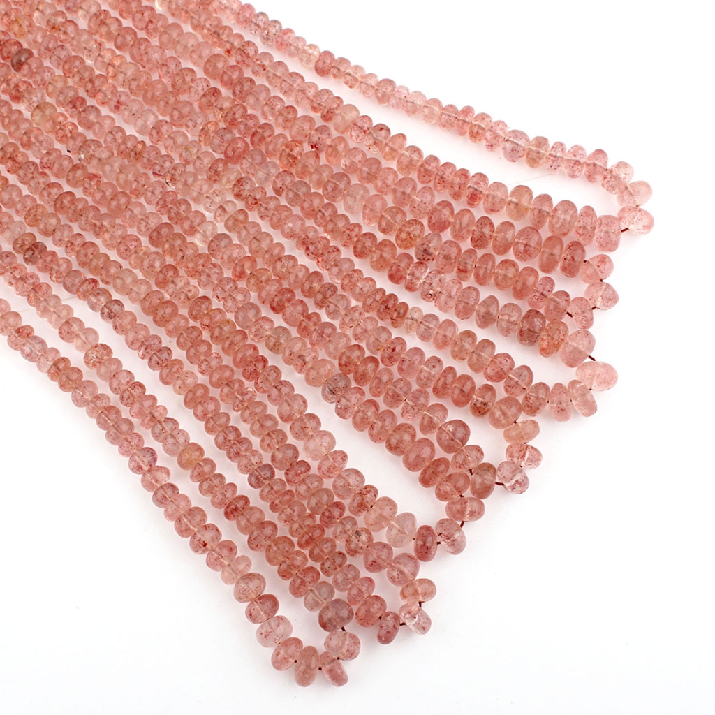 Natural Plain Strawberry Quartz 5-8mm Round Gemstone Beads