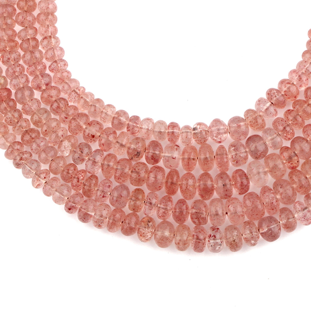 Natural Plain Strawberry Quartz 5-8mm Round Gemstone Beads