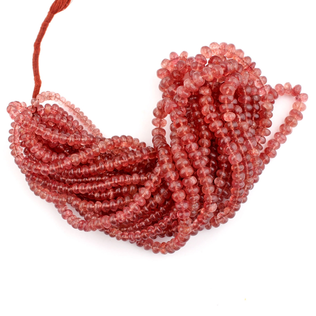 Round Strawberry Quartz Smooth Gemstone Beads For Jewelry Making