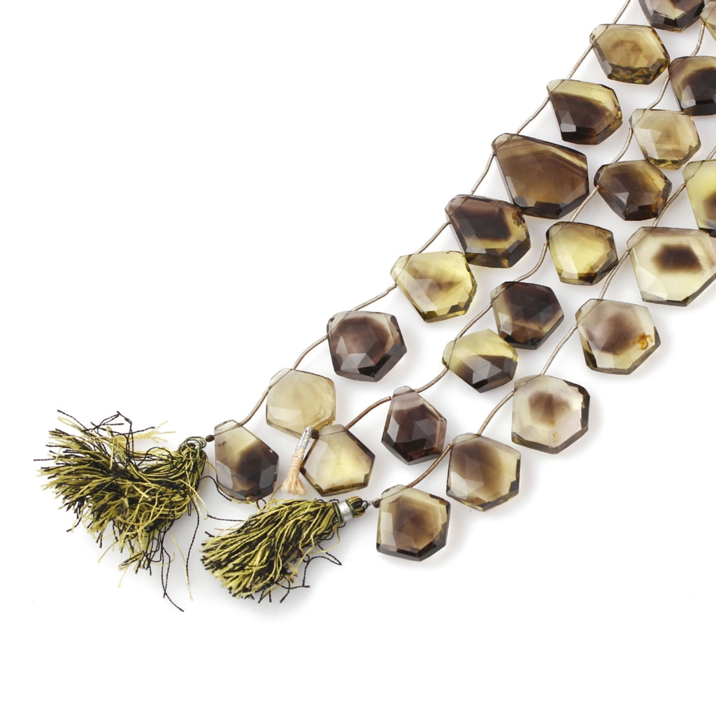 Natural Bio Lemon Quartz Handmade Pentagon Gemstone Beads