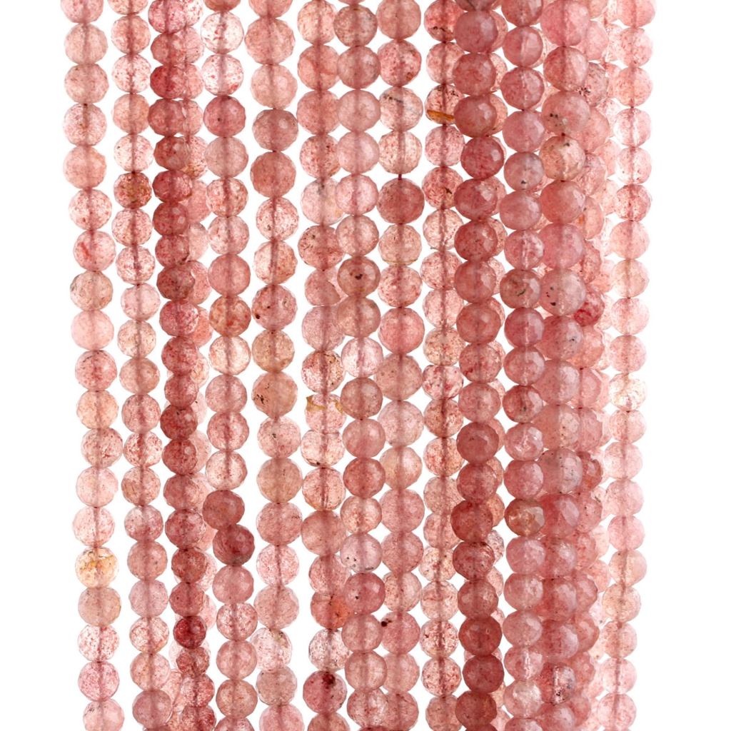 Strawberry Quartz Faceted Balls Shape 6-7mm Handmade Beads
