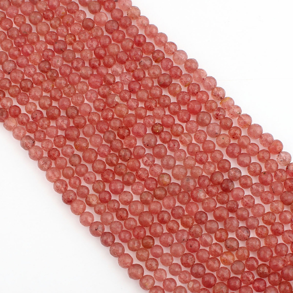 Strawberry Quartz Faceted Balls Shape 6-7mm Handmade Beads