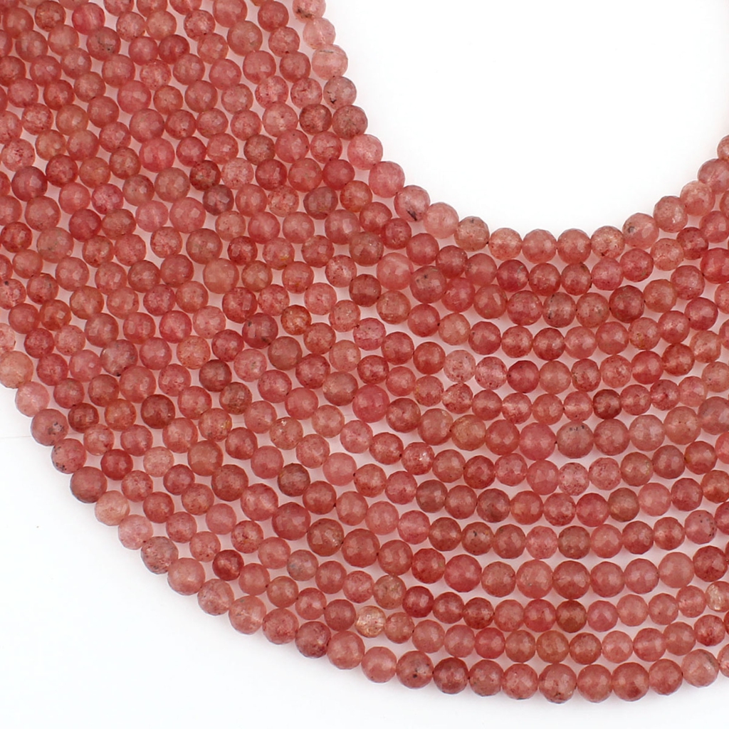 Strawberry Quartz Faceted Balls Shape 6-7mm Handmade Beads
