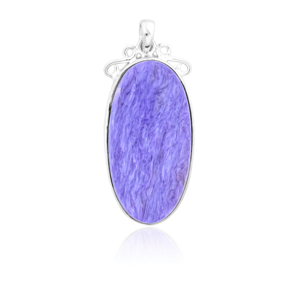Natural Russia Charoite Cabochon Sterling Silver Pendant Jewellery