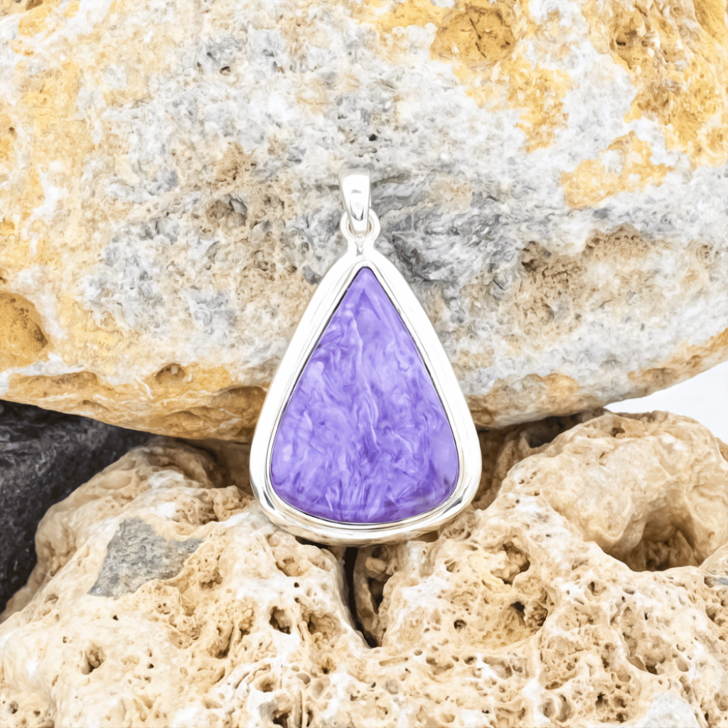 Natural Russia Charoite Cabochon Sterling Silver Pendant Jewellery