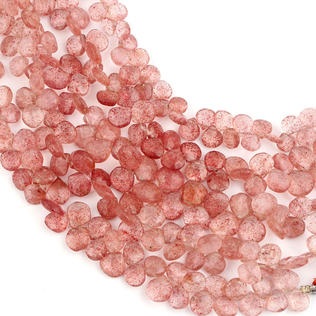 Strawberry Quartz Handmade Heart Shape Gemstone Beads