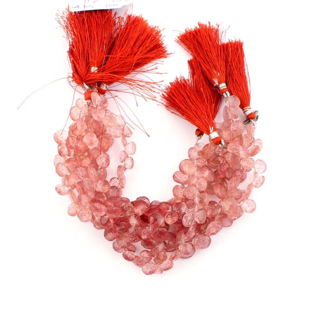 Strawberry Quartz Handmade Heart Shape Gemstone Beads