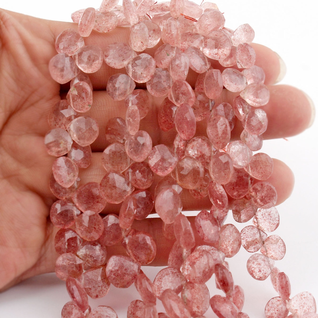 Strawberry Quartz Handmade Heart Shape Gemstone Beads