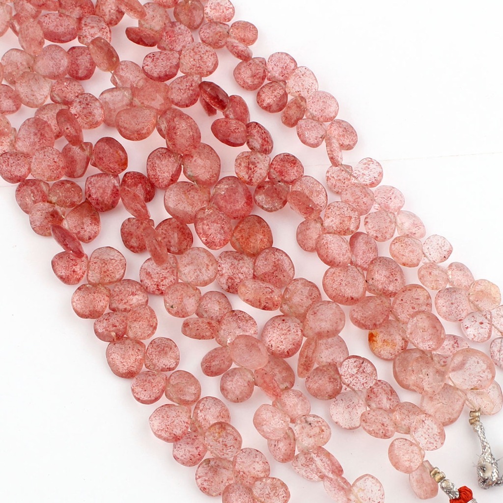 Strawberry Quartz Handmade Heart Shape Gemstone Beads