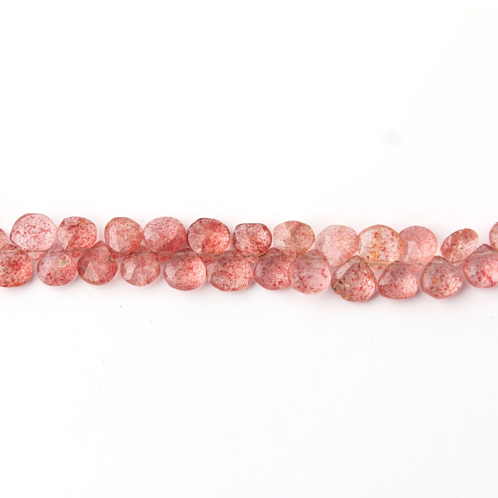 Natural Strawberry Quartz 7-8 Heart Shape Beads For Jewelry