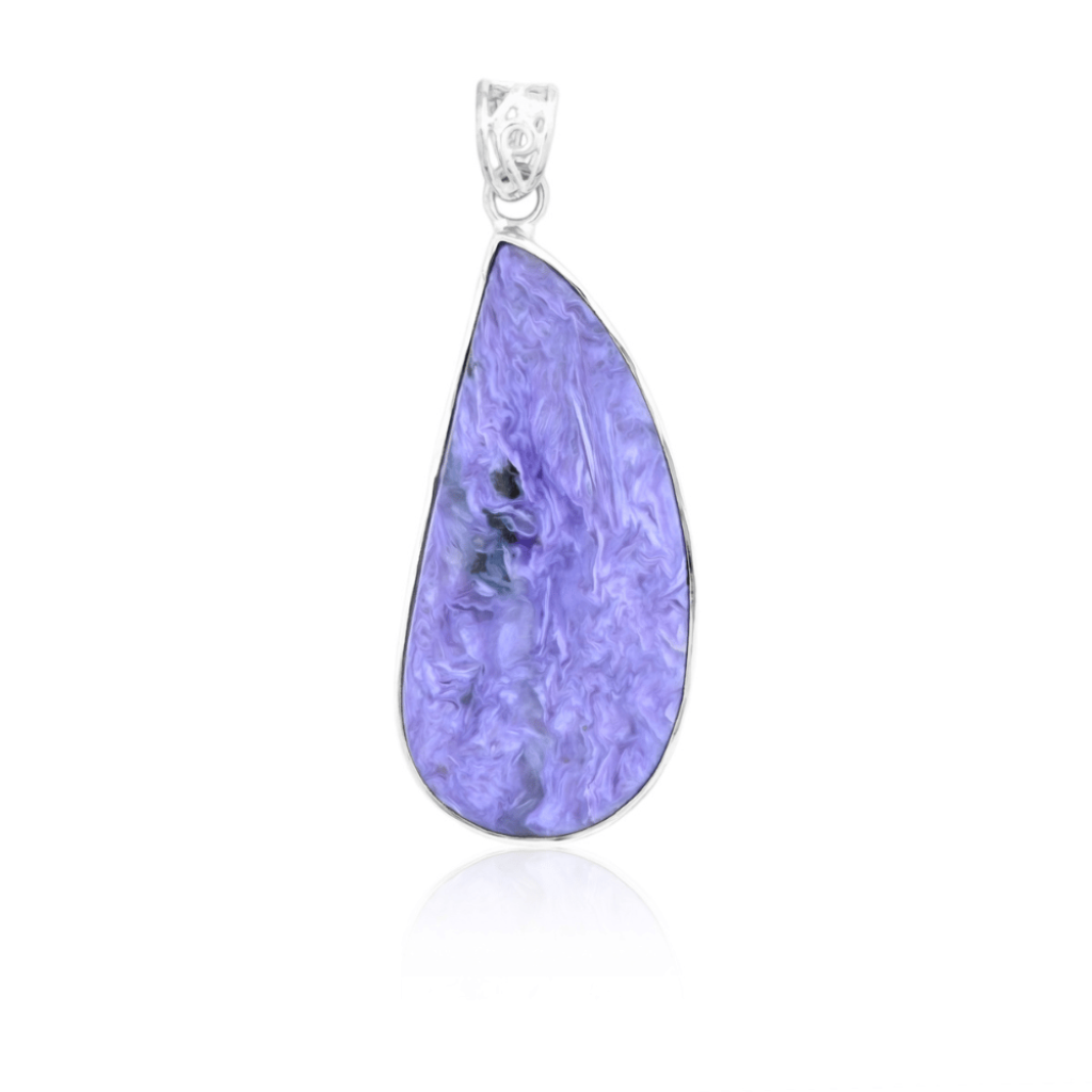 Natural Russia Charoite Cabochon Sterling Silver Pendant Jewellery