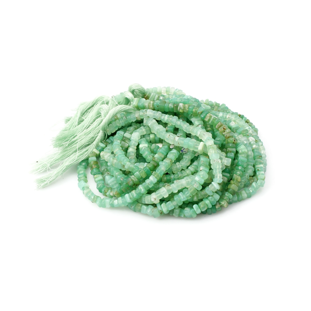 Natural Chrysoprase Gemstone Heishi Beads Square Shape 3.5-4mm