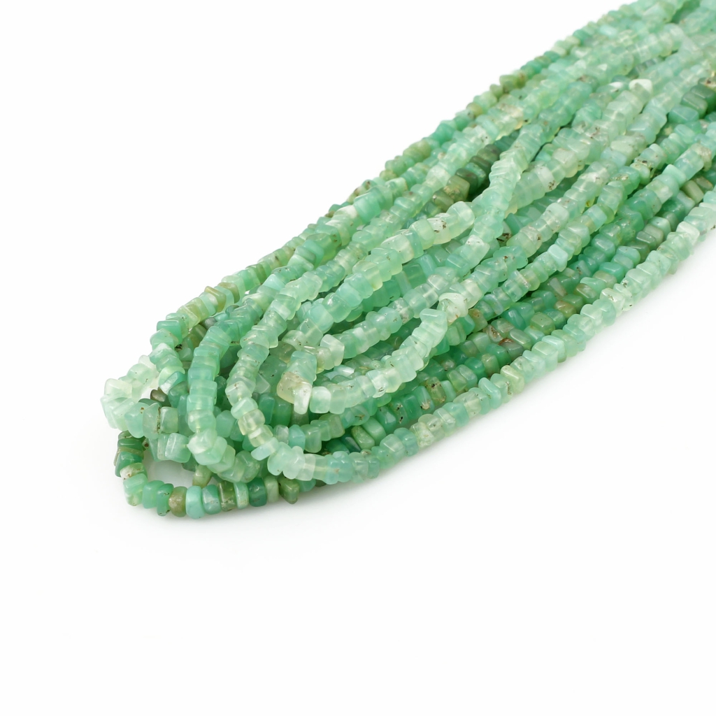 Natural Chrysoprase Gemstone Heishi Beads Square Shape 3.5-4mm