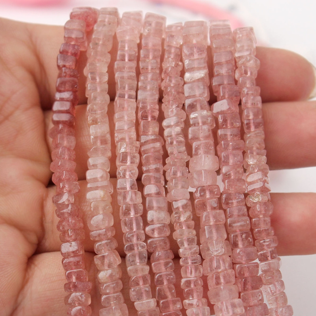 Natural Strawberry Quartz 8 Strands Square Shape Gemstone Beads