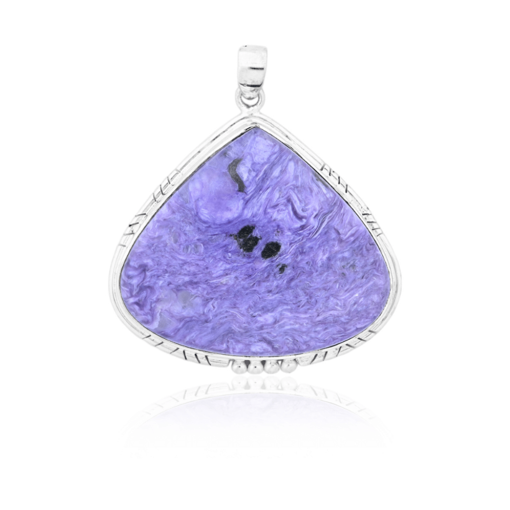 Natural Russia Charoite Cabochon Sterling Silver Pendant Jewellery