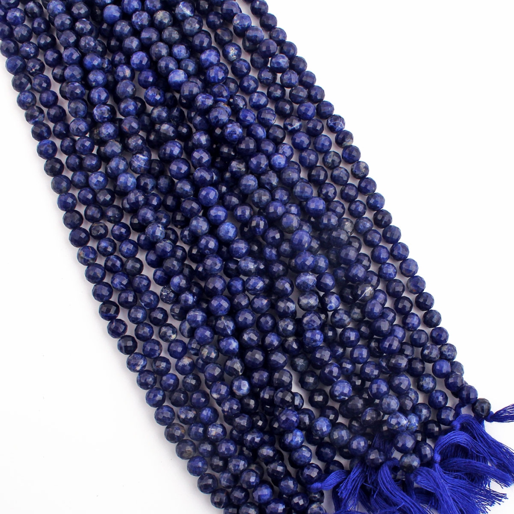 Natural Sodalite Faceted Balls 6-7mm Gemstone Strands Beads