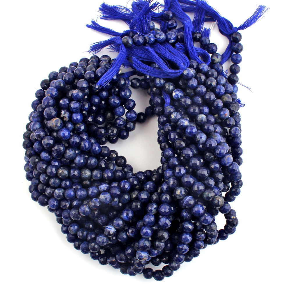 Natural Sodalite Faceted Balls 6-7mm Gemstone Strands Beads