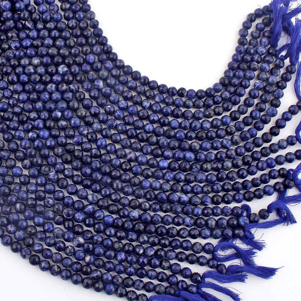 Natural Sodalite Faceted Balls 6-7mm Gemstone Strands Beads