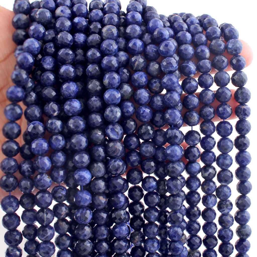 Natural Sodalite Faceted Balls 6-7mm Gemstone Strands Beads