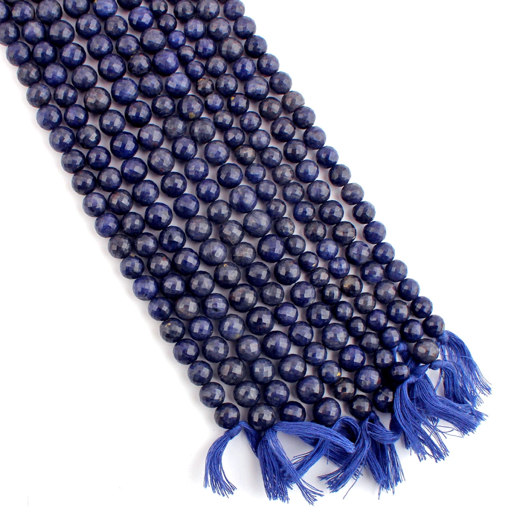 Faceted Sodalite Balls Gemstone Strands For Jewelry Making