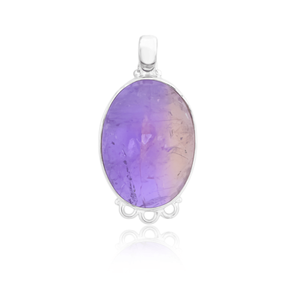 Natural Ametrine Oval Gemstone Sterling Silver Designer Pendant