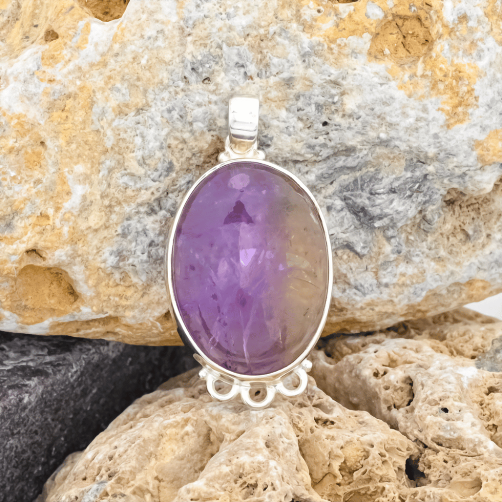 Natural Ametrine Oval Gemstone Sterling Silver Designer Pendant