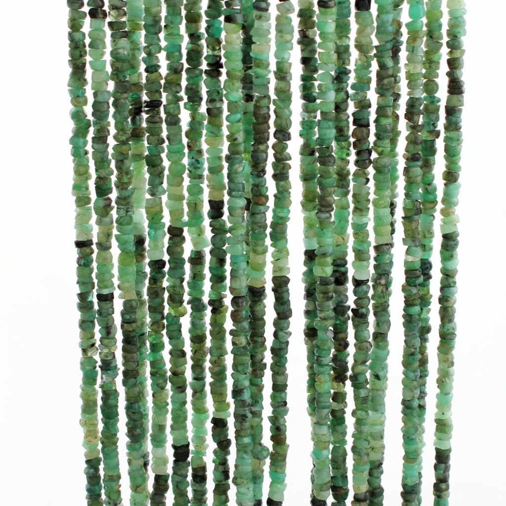Faceted Emerald 3mm Round Handmade Gemstone Beads 12 Inches