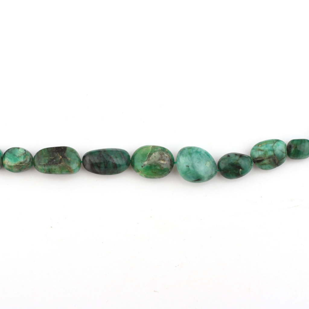 Natural Emerald Smooth Tumble Shape Gemstone 2 Strands Beads