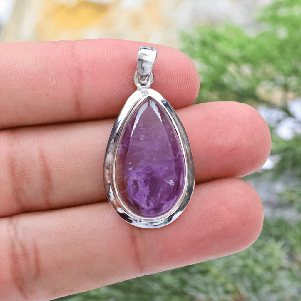 Natural Ametrine Pear Gemstone Sterling Silver Pendant