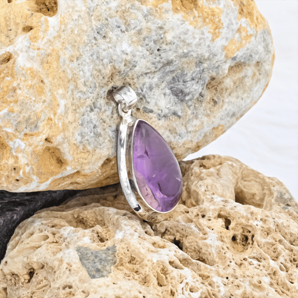 Natural Ametrine Pear Gemstone Sterling Silver Pendant