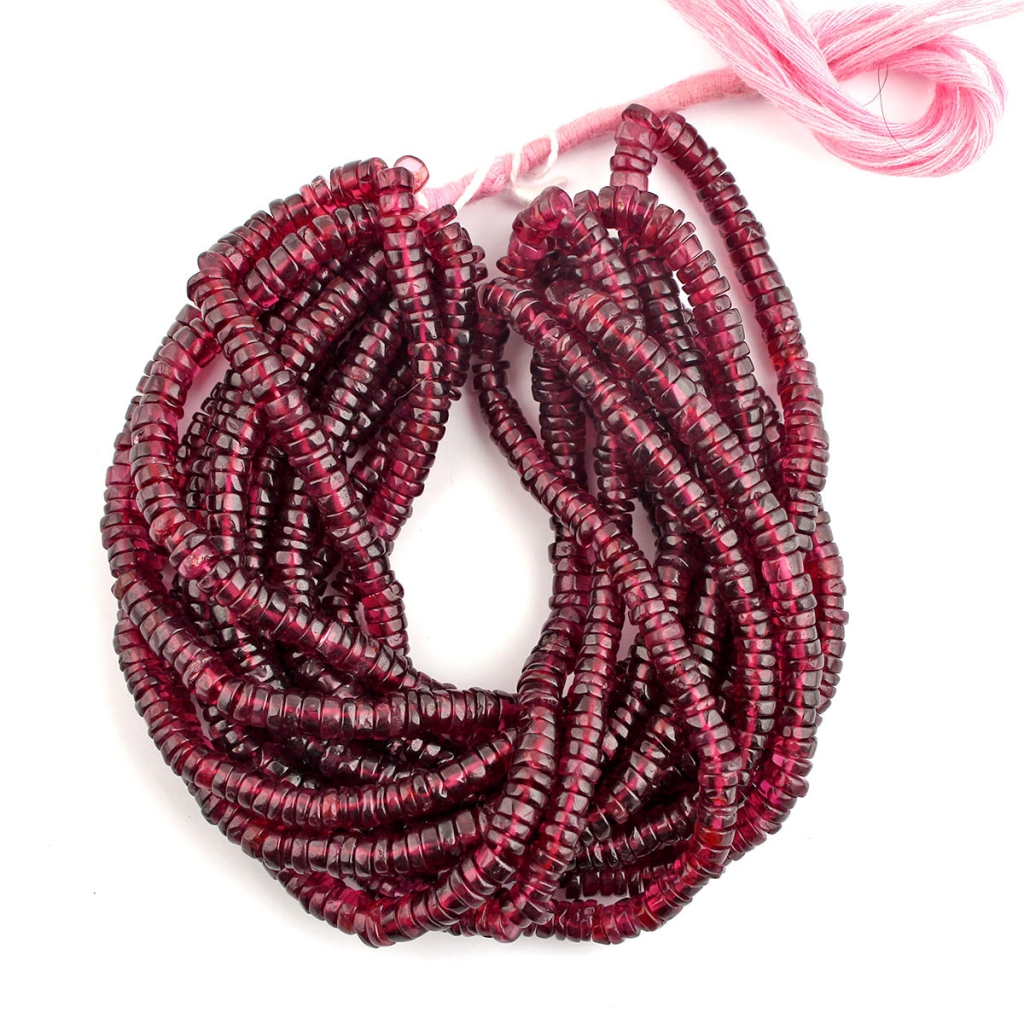Rhodolite Garnet Coin Shape Gemstone Beads For Jewelry