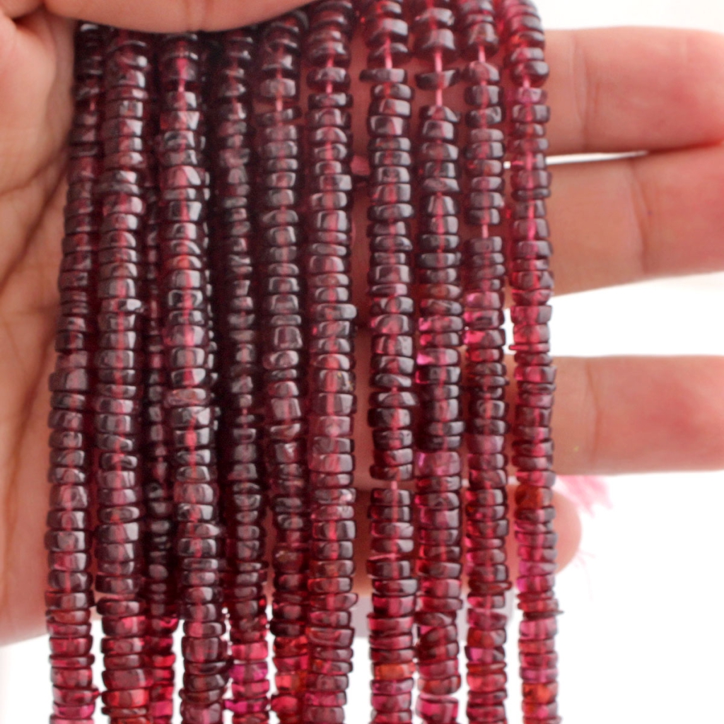 Rhodolite Garnet Coin Shape Gemstone Beads For Jewelry