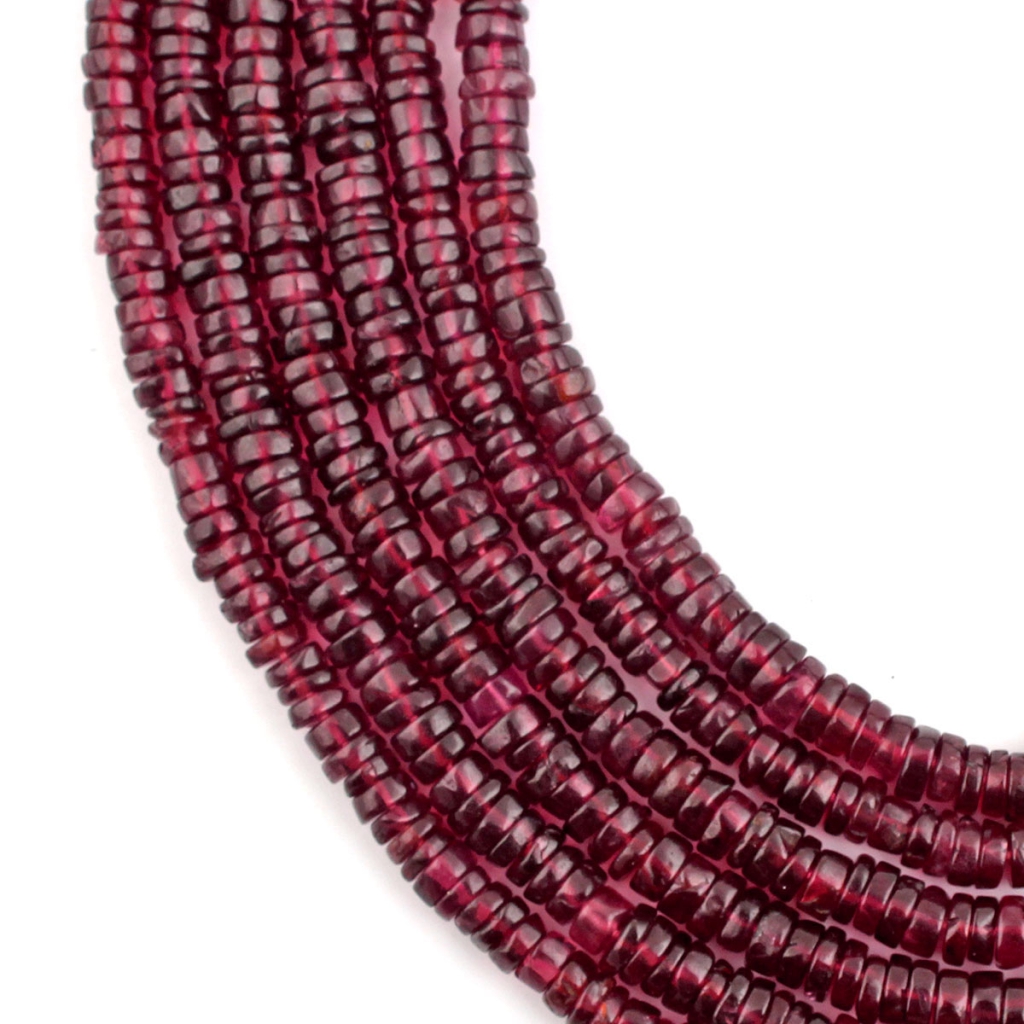 Rhodolite Garnet Coin Shape Gemstone Beads For Jewelry