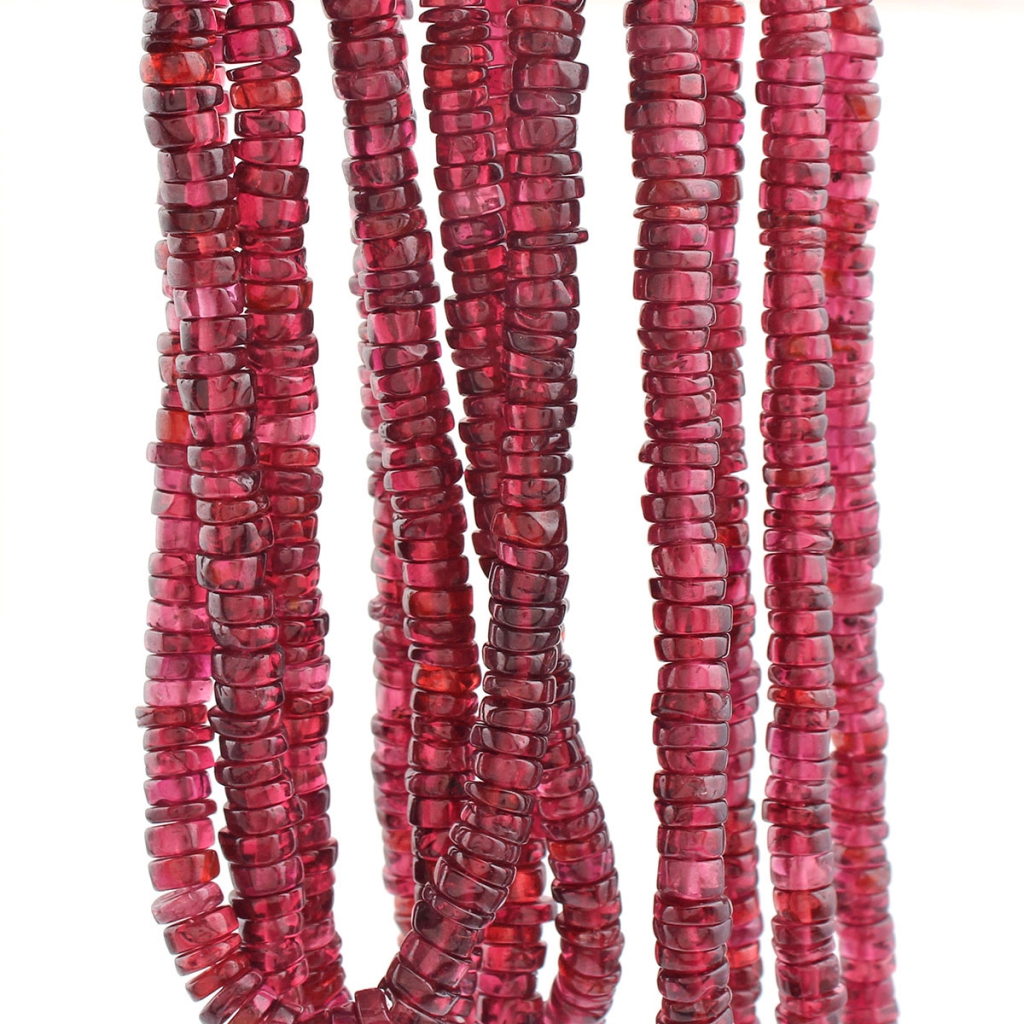 Rhodolite Garnet Coin Shape Gemstone Beads For Jewelry
