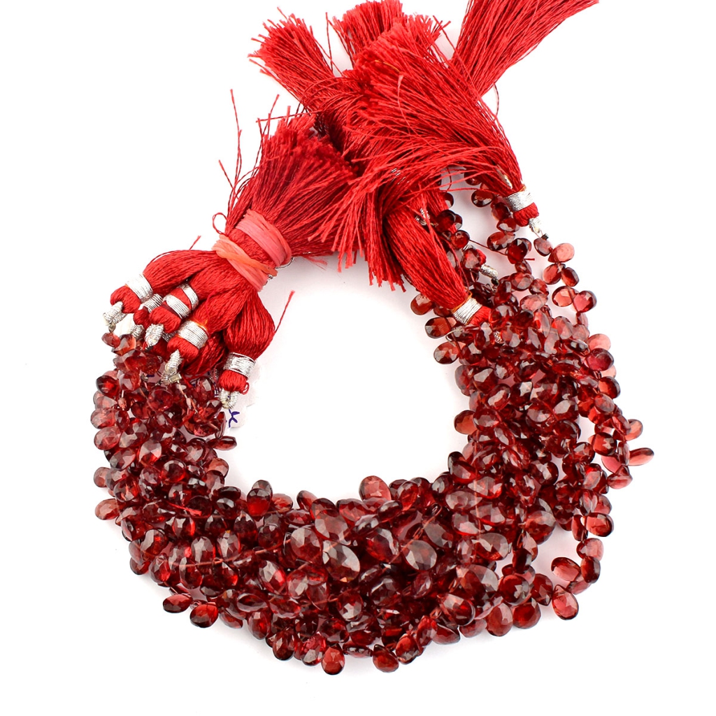 Pear Faceted Garnet Handmade 9 Strands Gemstone Beads
