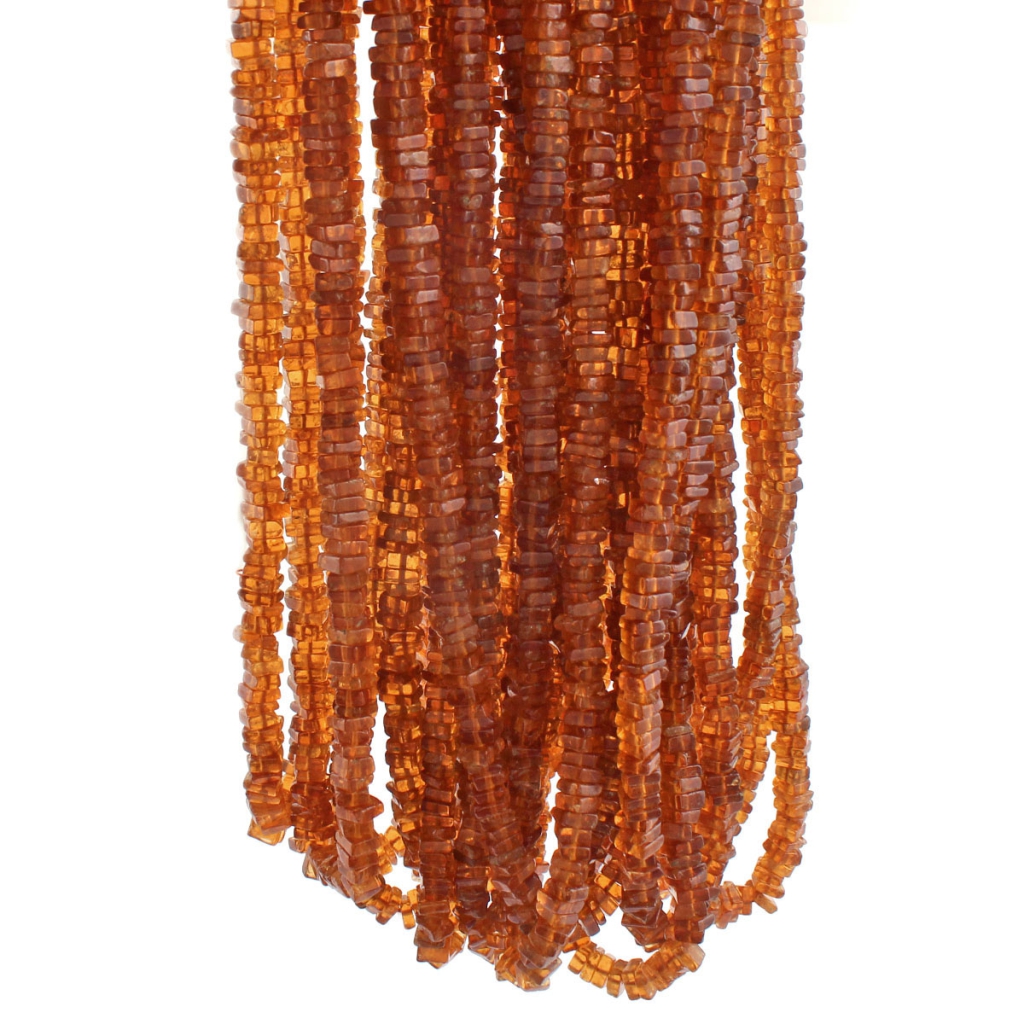 High Quality Hessonite Garnet 4mm Square Gemstone Strands Beads