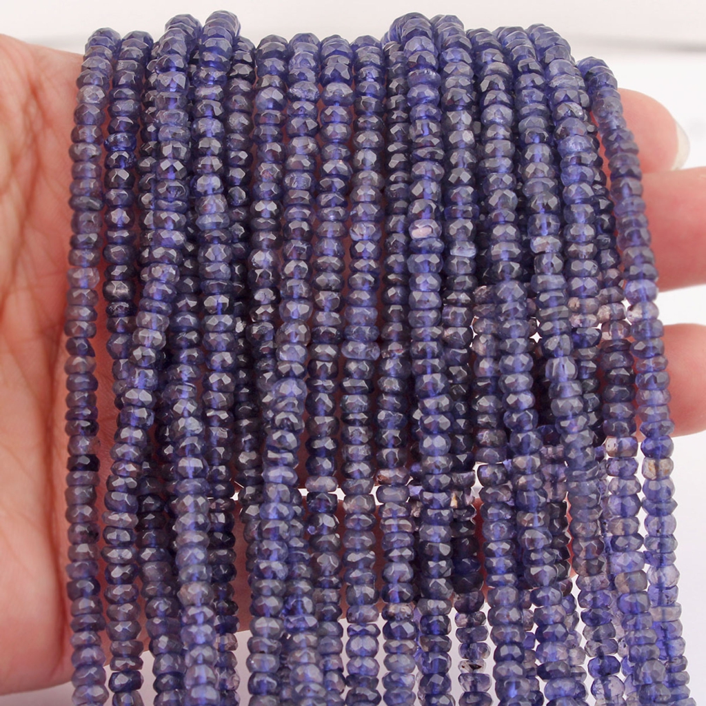 Blue Iolite 4mm Round Faceted Gemstone Beads For Jewelry