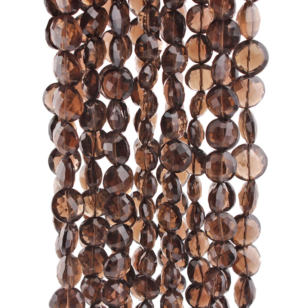 Natural Smoky Quartz 10mm Round Faceted Handmade Beads