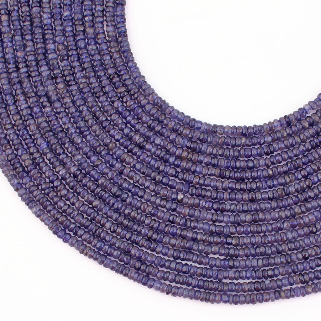 Blue Iolite 4mm Round Faceted Gemstone Beads For Jewelry