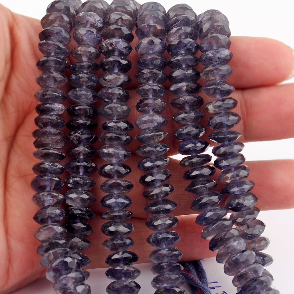 Faceted Iolite 9-12mm Round Gemstone Beads 16 Inches For Jewelry