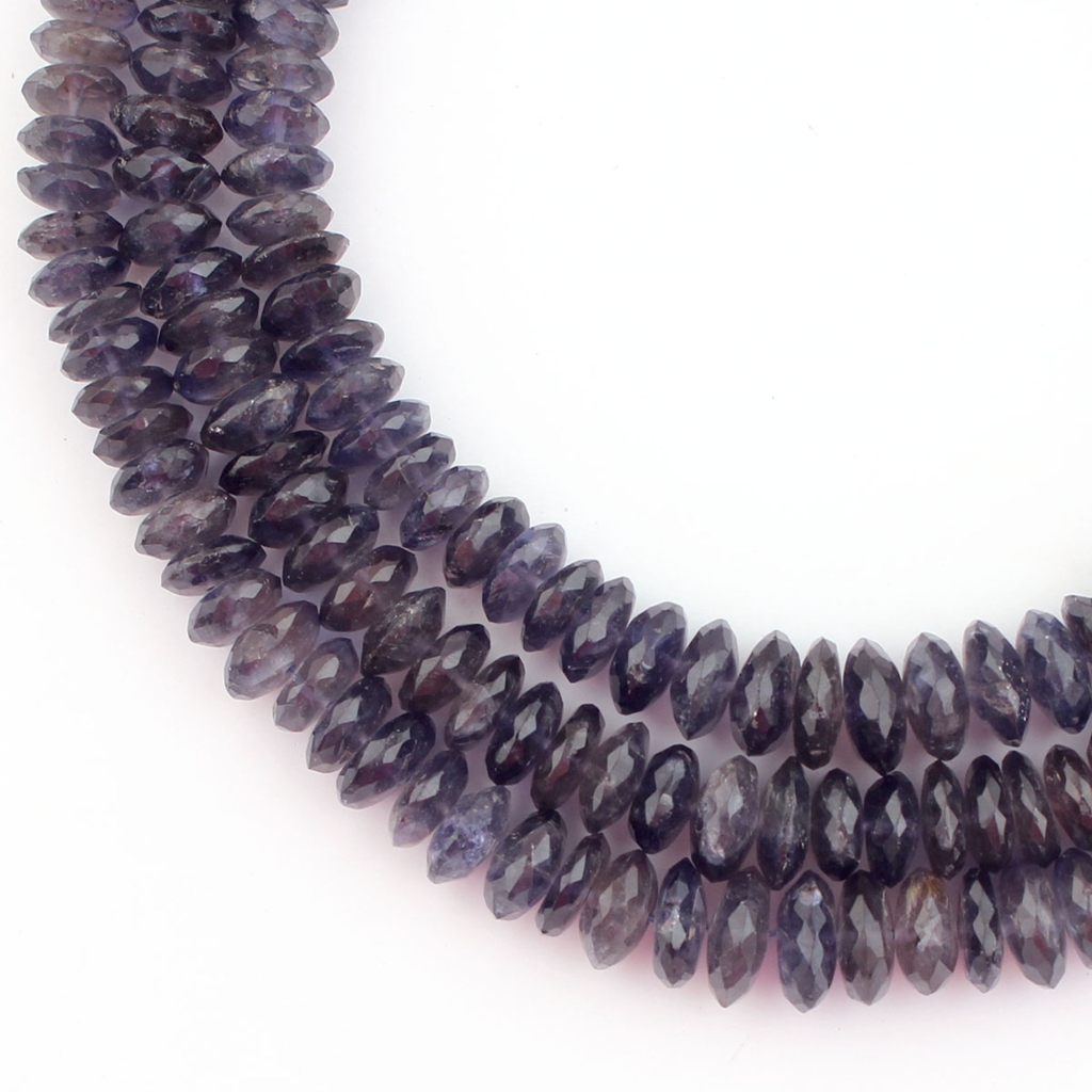 Faceted Iolite 9-12mm Round Gemstone Beads 16 Inches For Jewelry