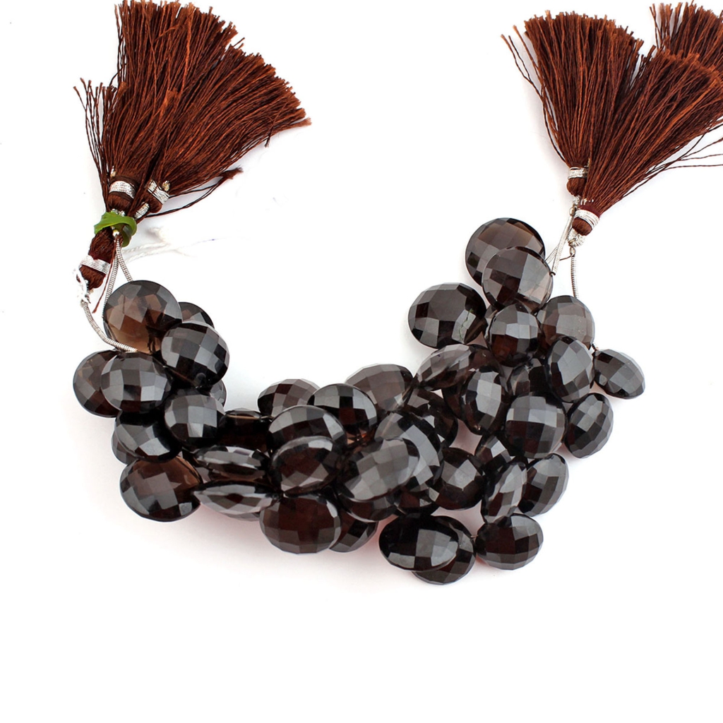 Round Smoky Quartz 15-18mm Faceted Gemstone 3 Strands Beads