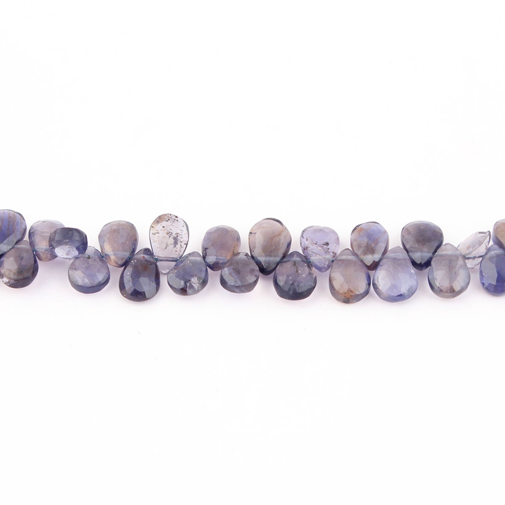Natural Blue Iolite Gemstone Pear Shape Handmade Beads