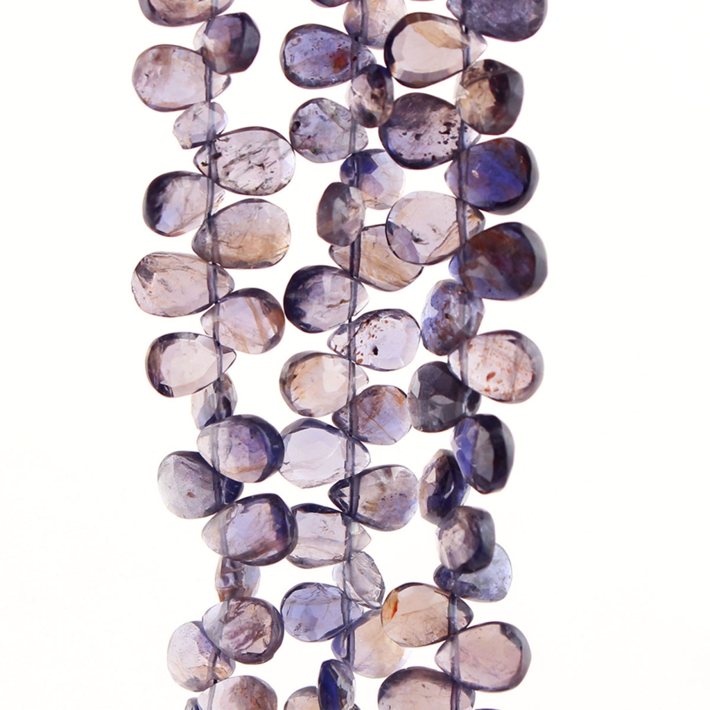 Natural Blue Iolite Gemstone Pear Shape Handmade Beads
