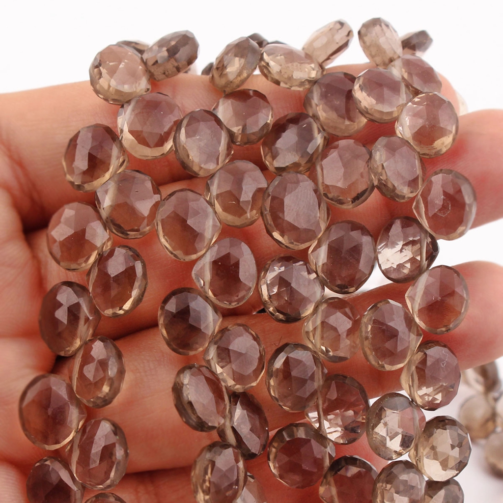 9-10mm Heart Shape Smoky Quartz Gemstone Beads For Jewelry