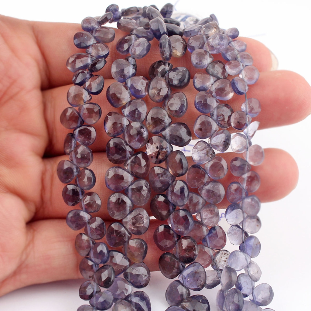 Iolite 4-8mm Heart Shape Faceted Beads For Jewelry Making