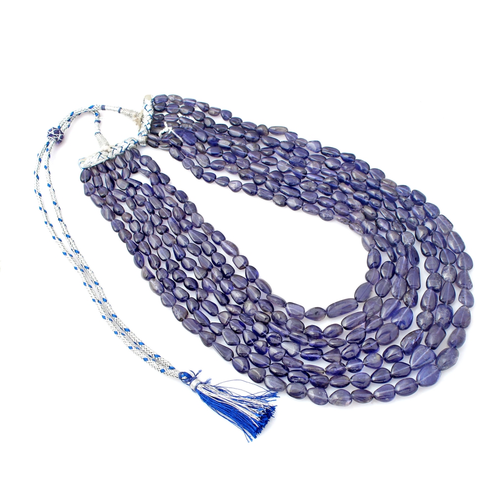 Natural Iolite Beaded Necklace Nugget Shape 8-17mm Approx.