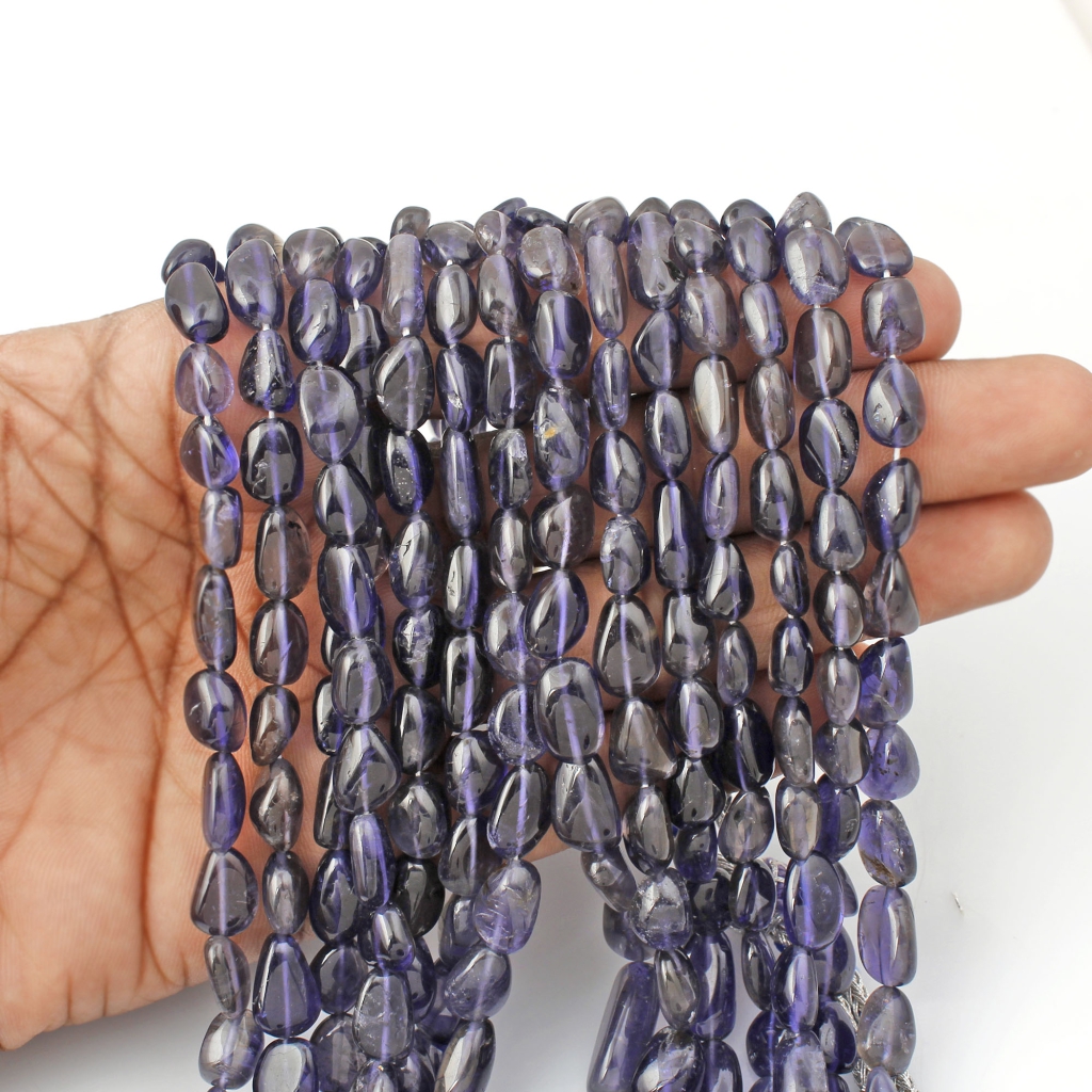 Natural Iolite Beaded Necklace Nugget Shape 8-17mm Approx.
