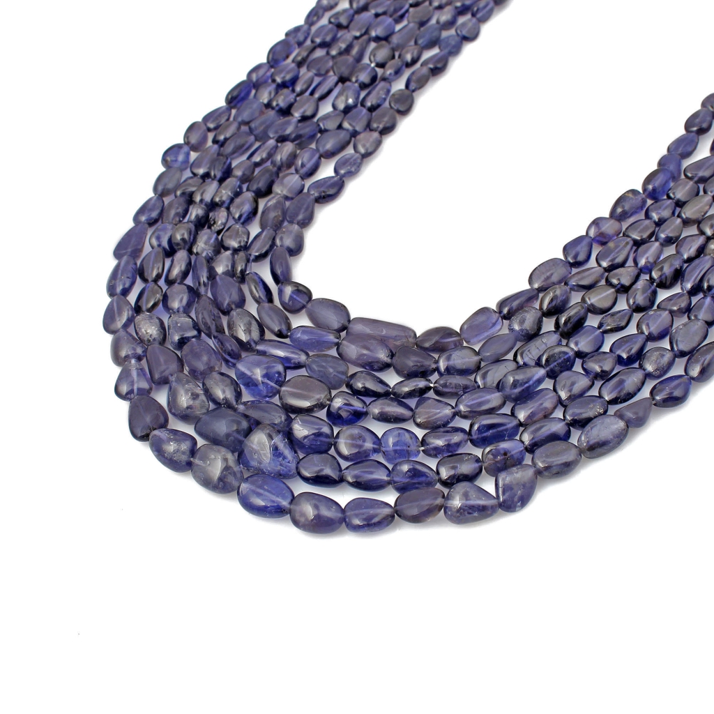 Natural Iolite Beaded Necklace Nugget Shape 8-17mm Approx.