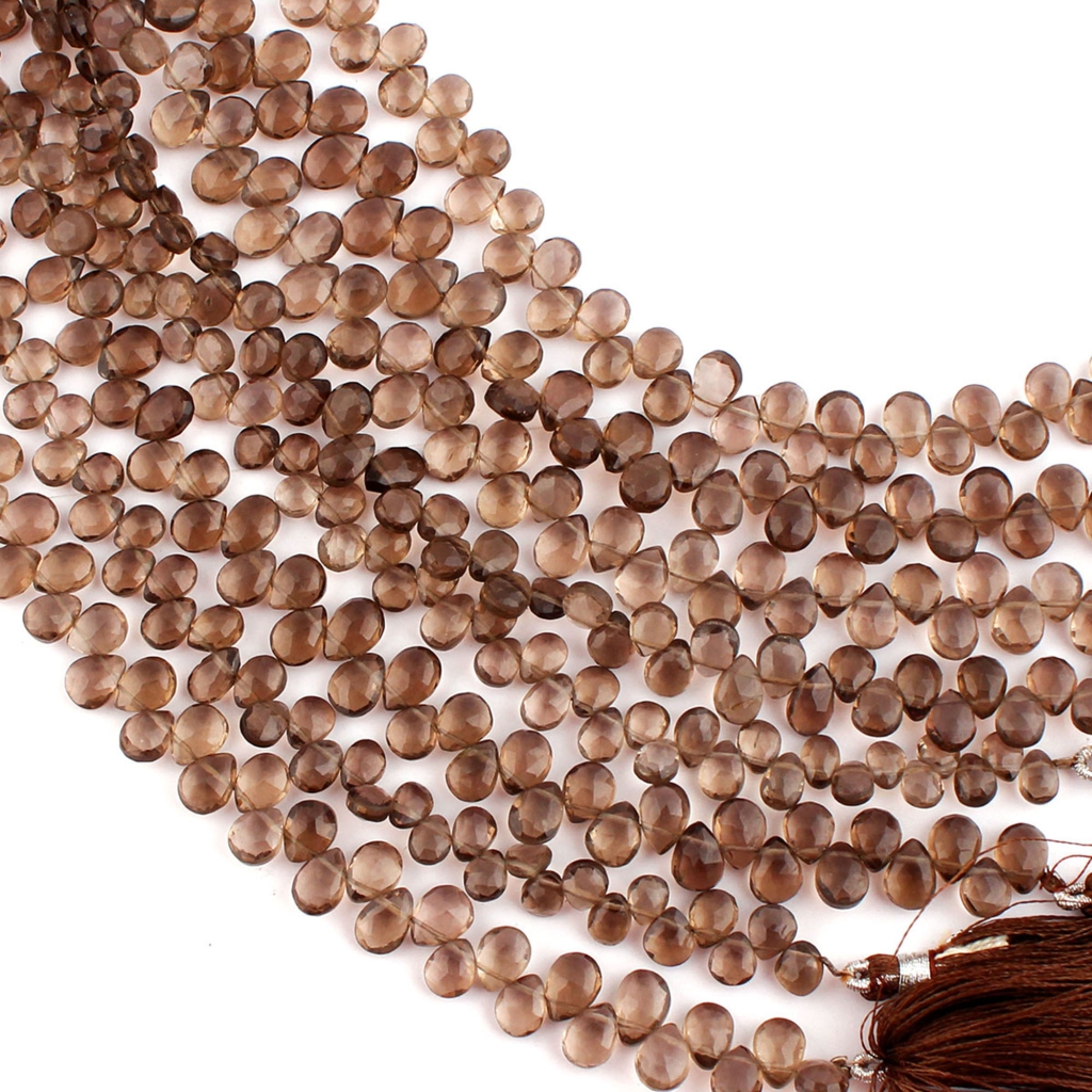 Smoky Quartz Pear Gemstone Beads 14 Strands For Jewelry